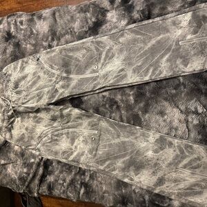 Gray Tie-Dye leather flared Jogger Pants